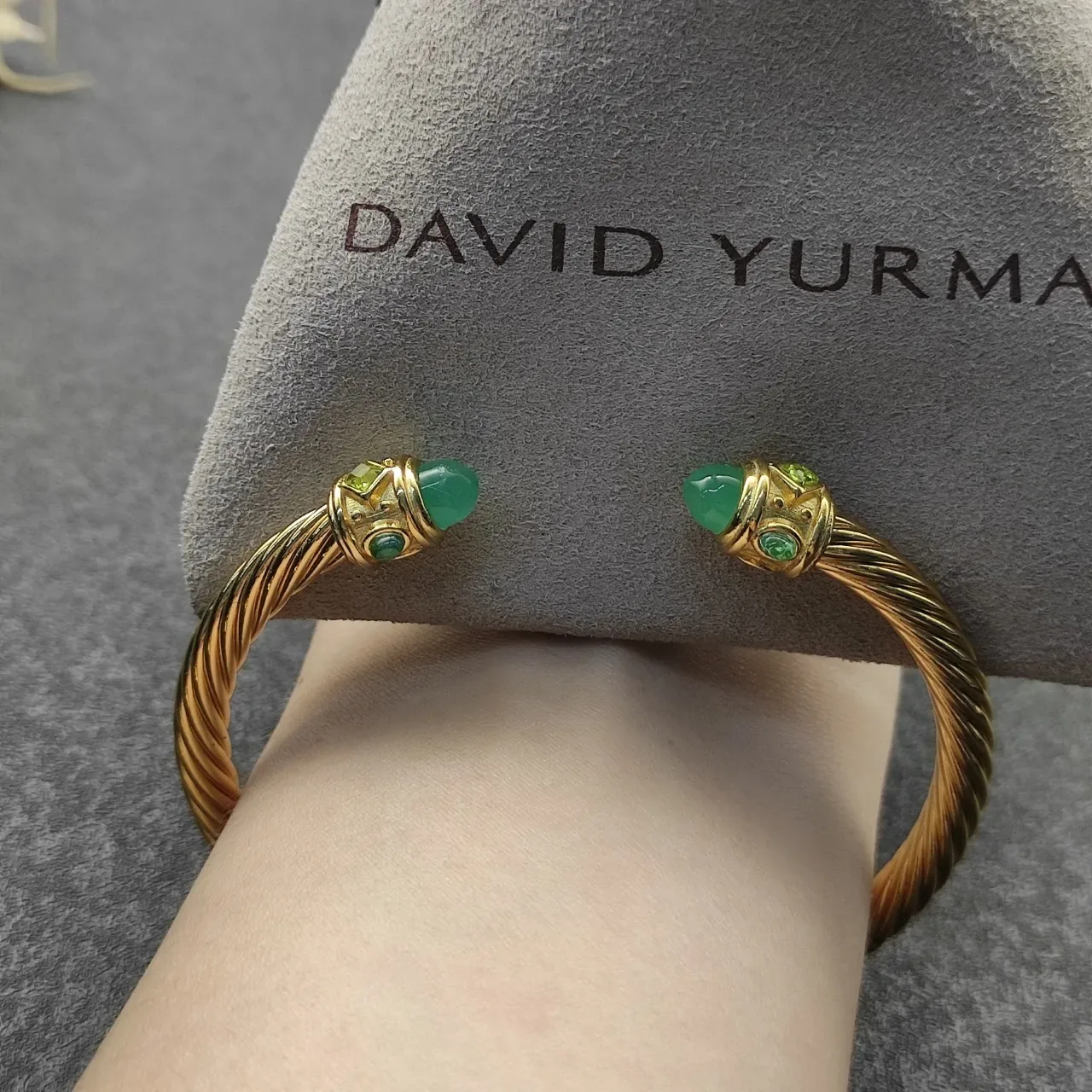 David Yurman Cable Classics Gold Green Twisted Bracelet 5