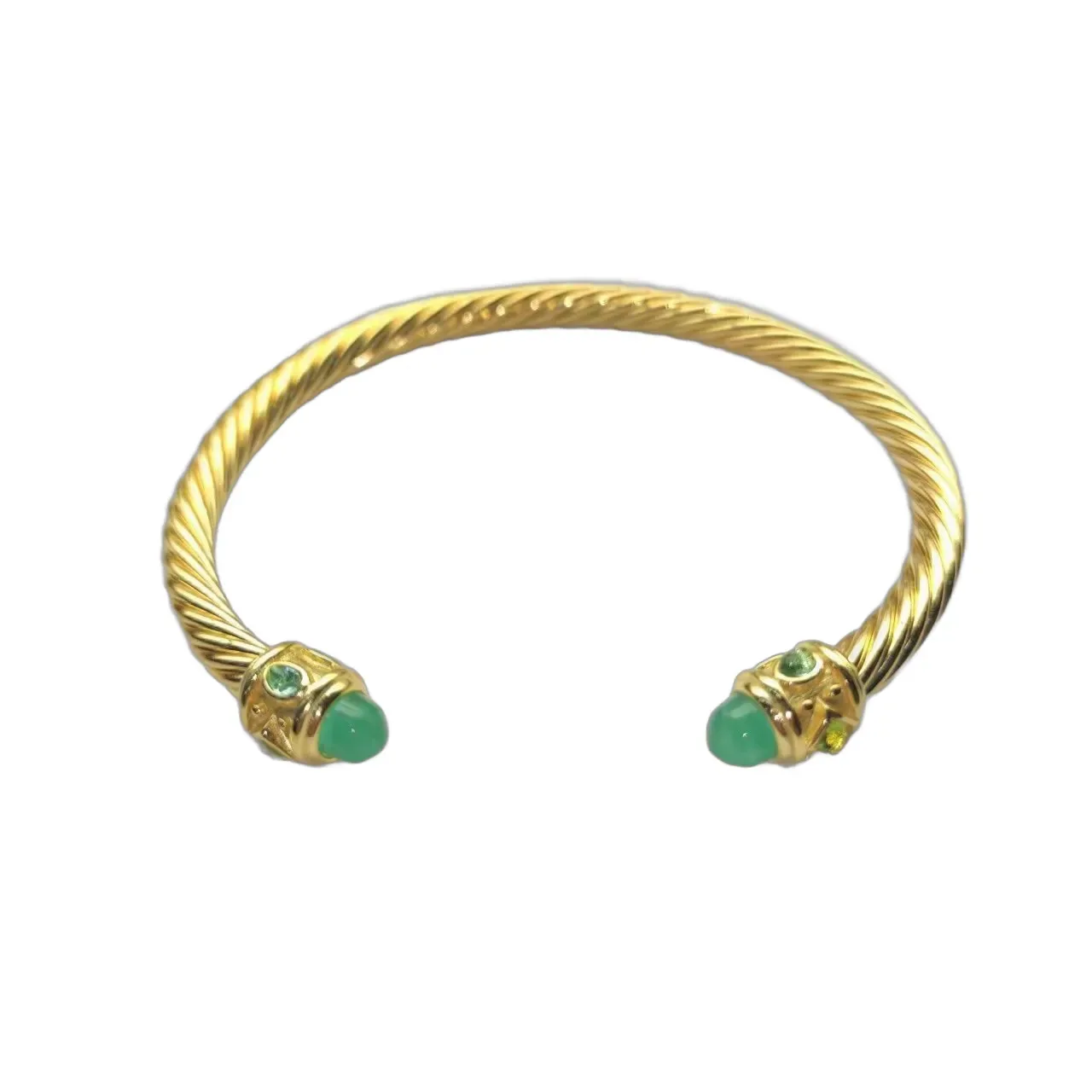 David Yurman Cable Classics Gold Green Twisted Bracelet 6