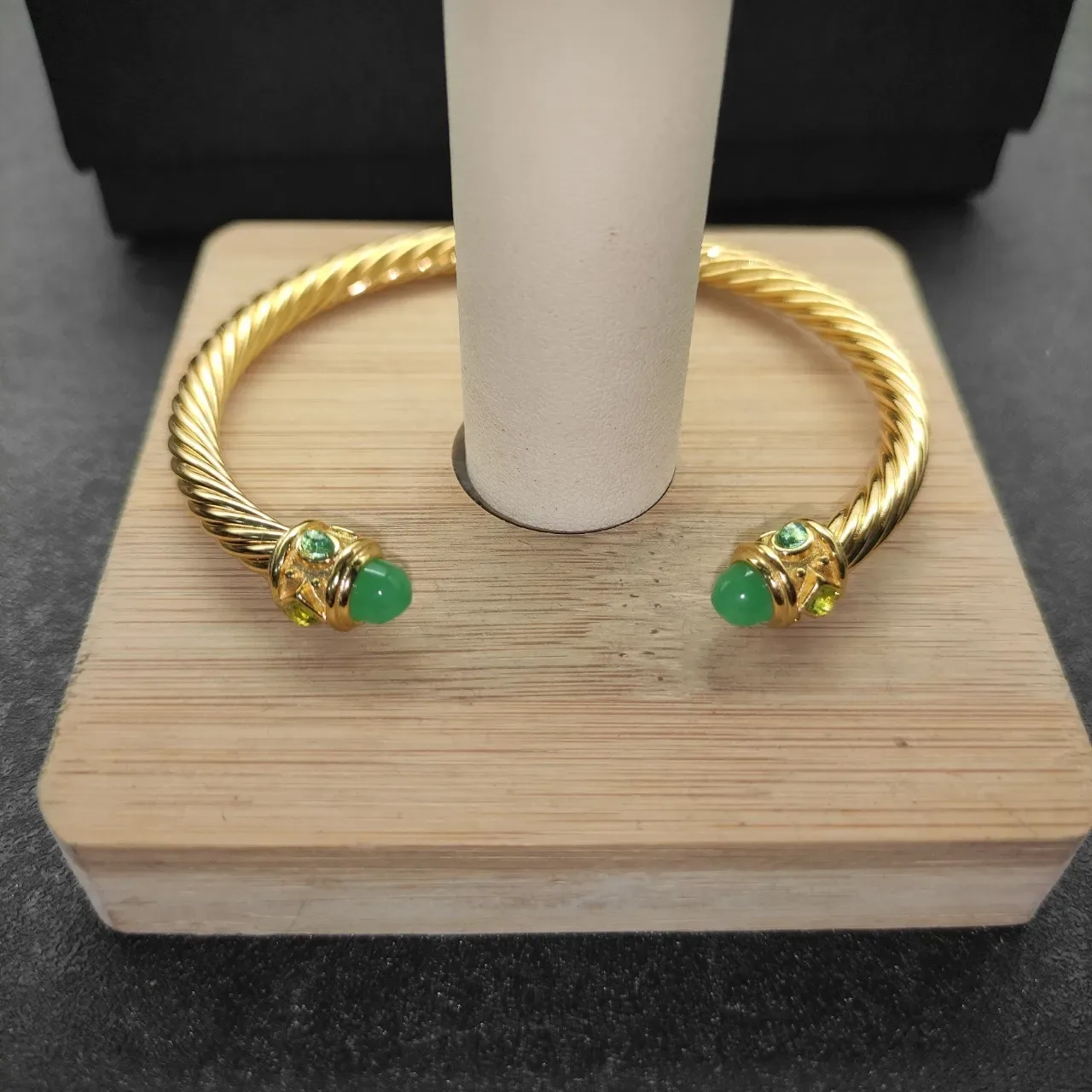 David Yurman Cable Classics Gold Green Twisted Bracelet 7