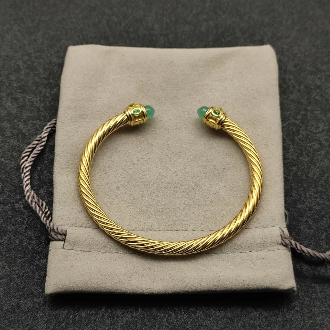 David Yurman Cable Classics Gold Green Twisted Bracelet 8