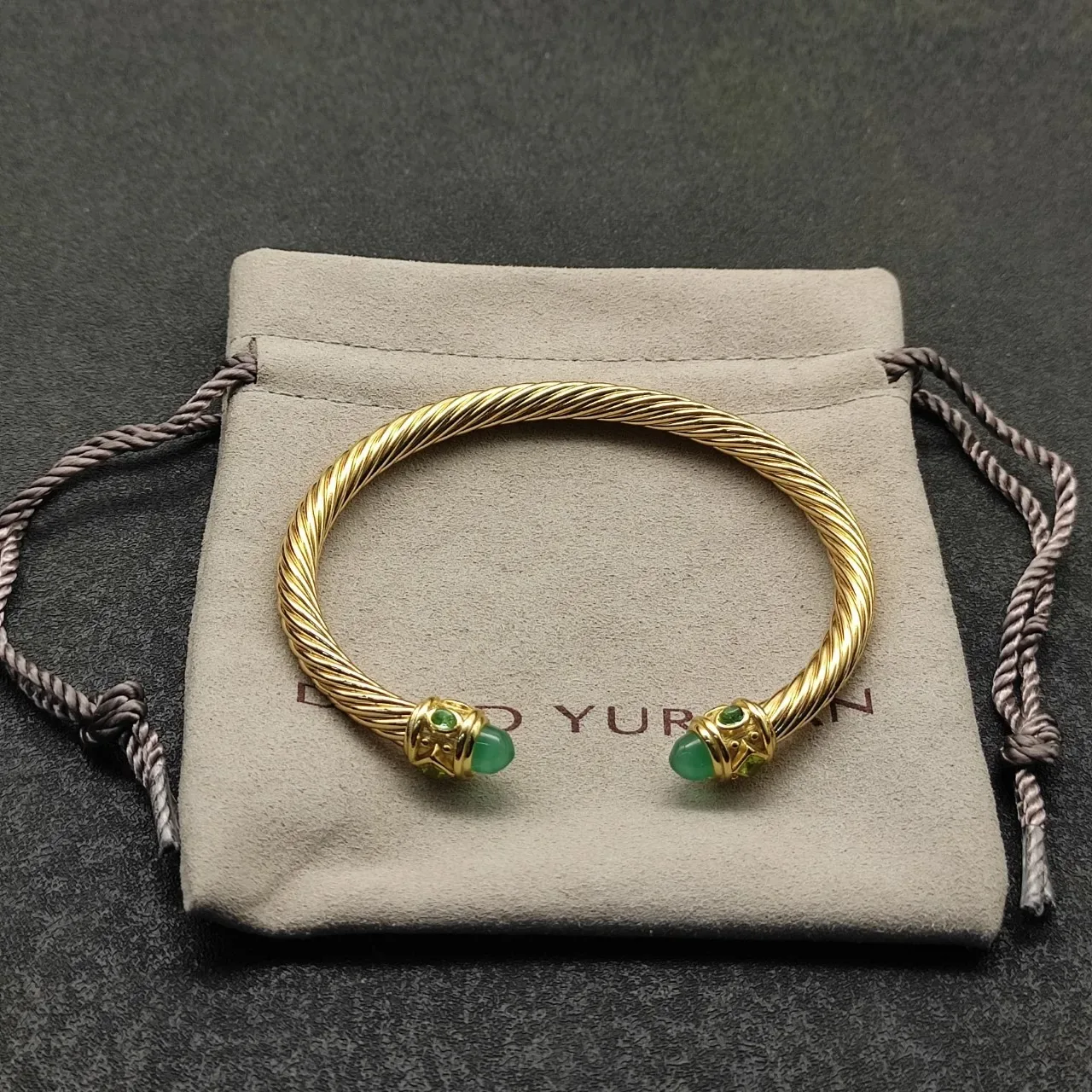 David Yurman Cable Classics Gold Green Twisted Bracelet 9