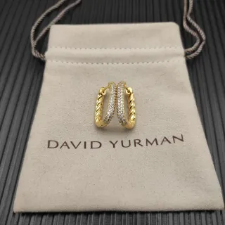 David Yurman Cable Classics Gold Silver Twisted Pavé-Set Earrings