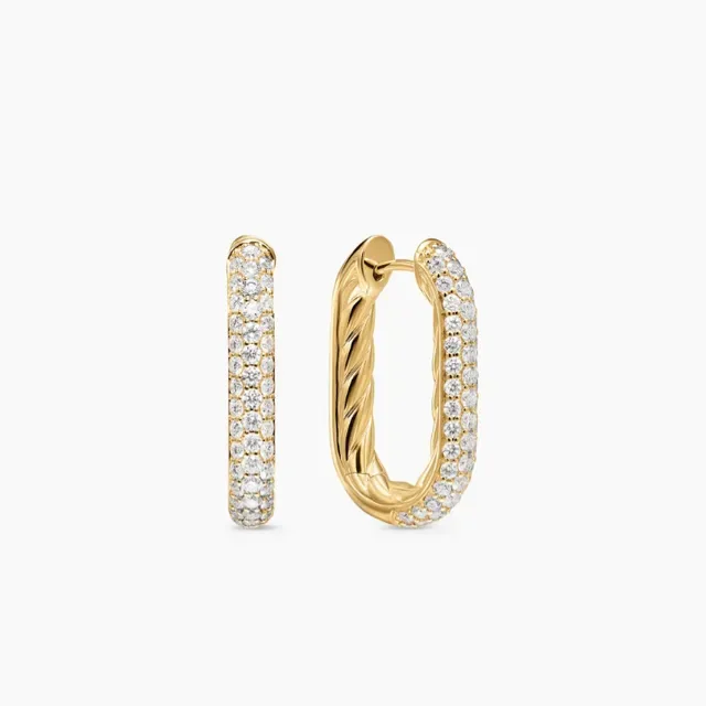 David Yurman Cable Classics Gold Silver Twisted Pavé-Set Earrings 2