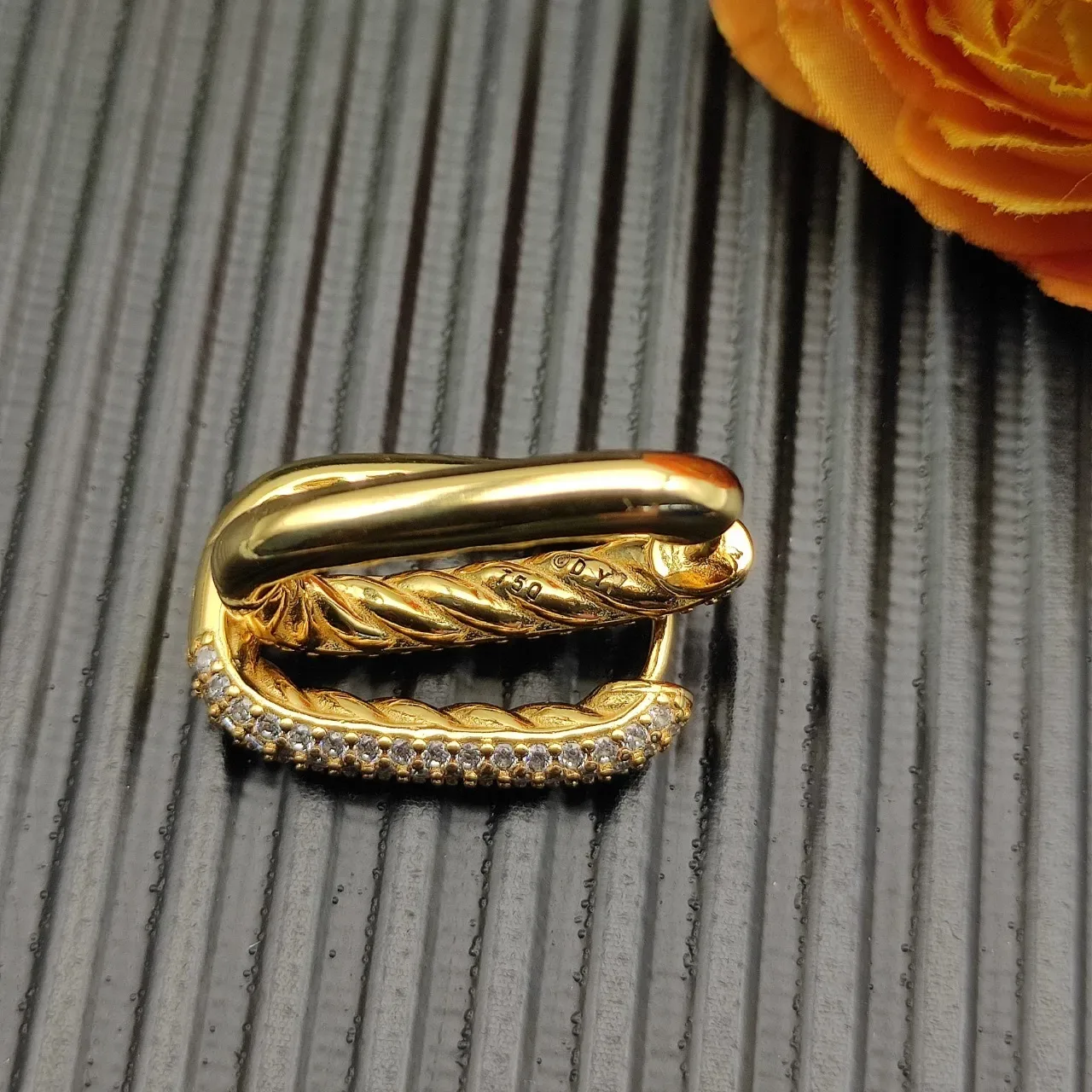 David Yurman Cable Classics Gold Silver Twisted Pavé-Set Earrings 8