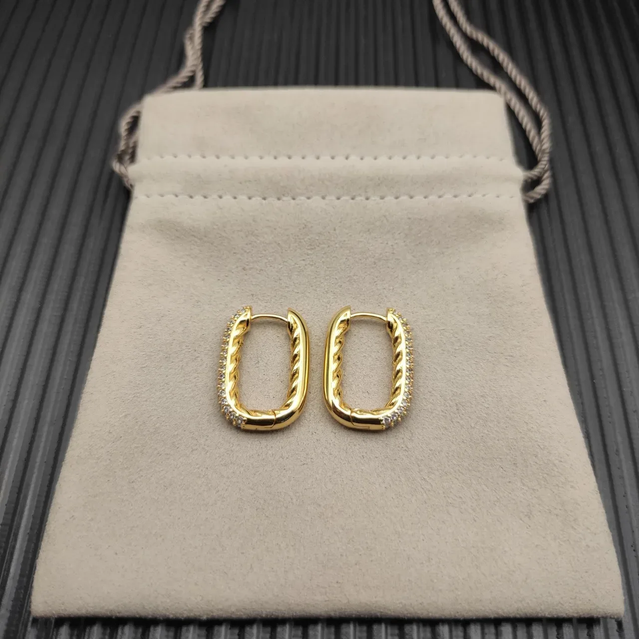 David Yurman Cable Classics Gold Silver Twisted Pavé-Set Earrings 9