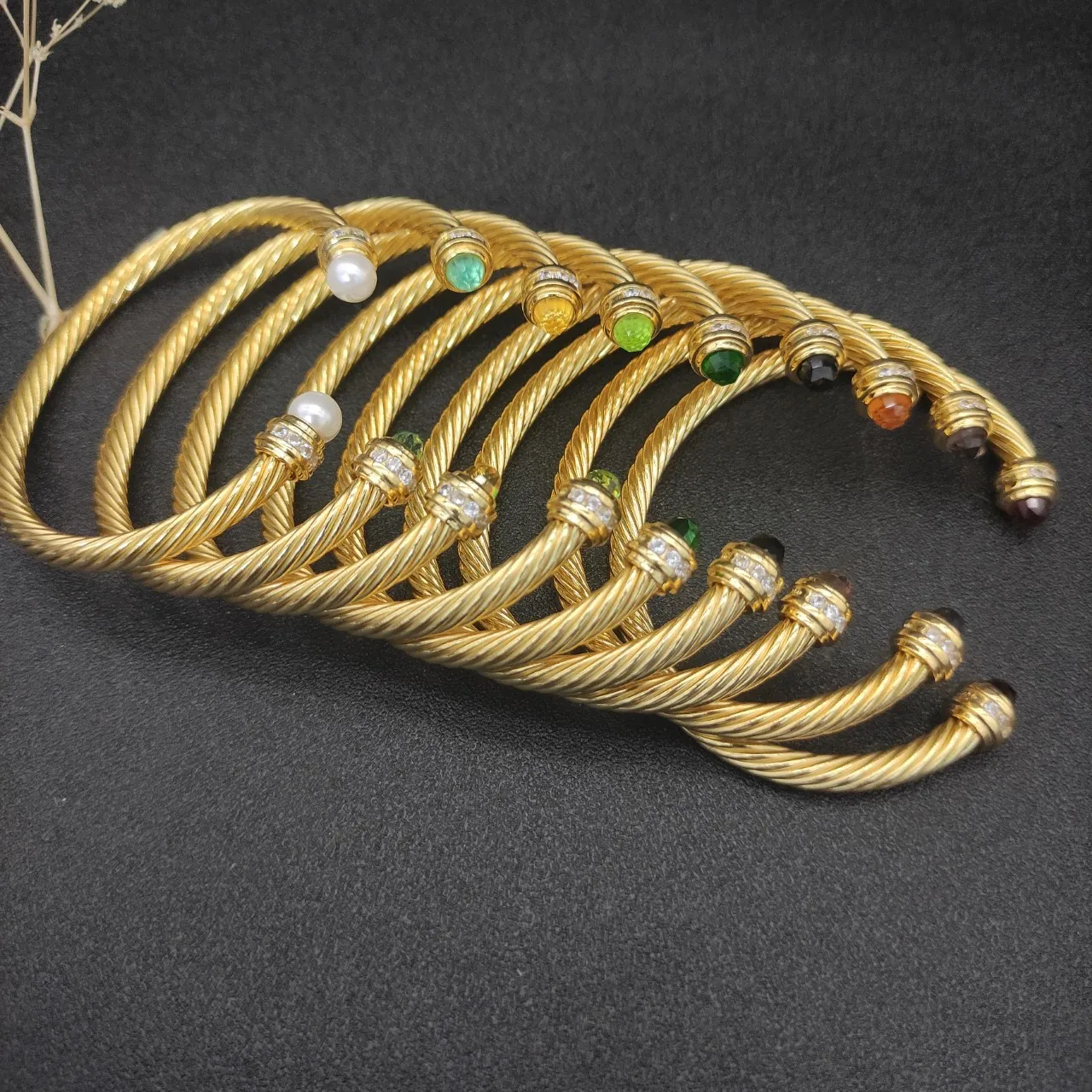 David Yurman Cable Classics Peridot and Diamond End Cap Bracelet 4