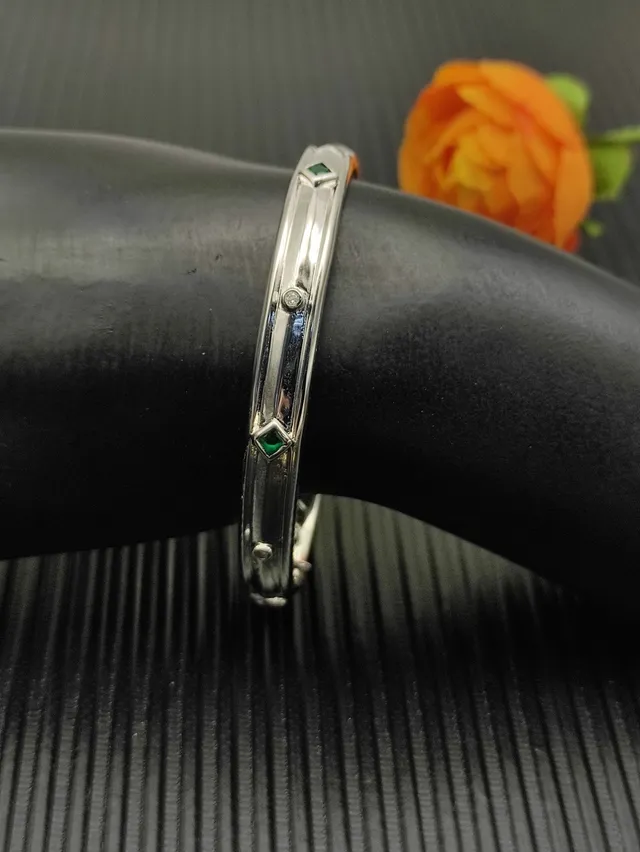 David Yurman Cable Classics Silver Green Polished Metal Openwork Lattice Upper Band Bracelet 2
