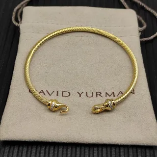 David Yurman Cable Classics Trenzada Oro tono Pavé Diamante Broche Pulsera