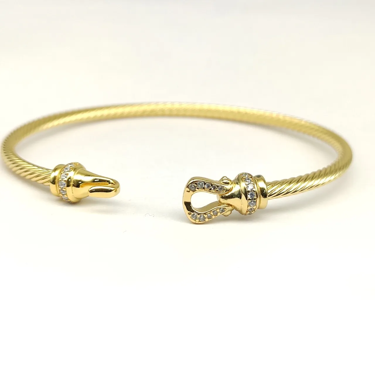 David Yurman Cable Classics Twisted Gold-Tone Pavé Diamond Clasp Bracelet 6