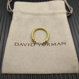 David Yurman Cable Collectibles Gold White Twisted Pearl-Accented Ring