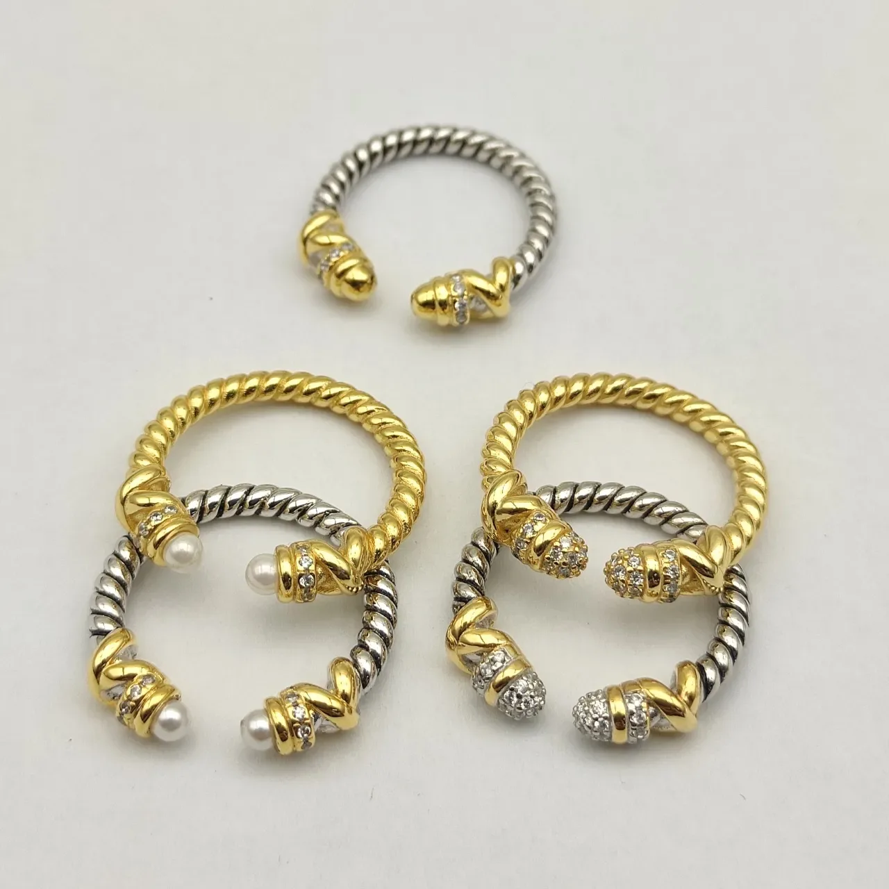 David Yurman Cable Collectibles Anillo de Oro Blanco con Perlas en Diseño Trenzado 3