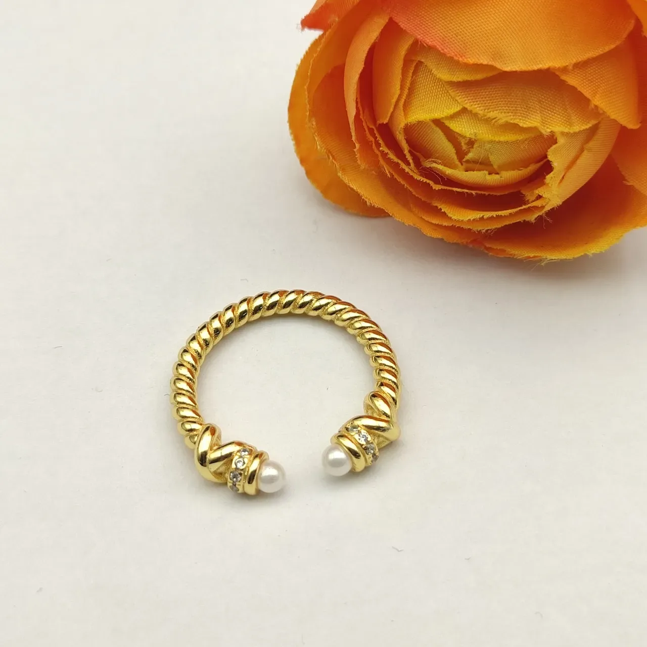 David Yurman Cable Collectibles Anillo de Oro Blanco con Perlas en Diseño Trenzado 8