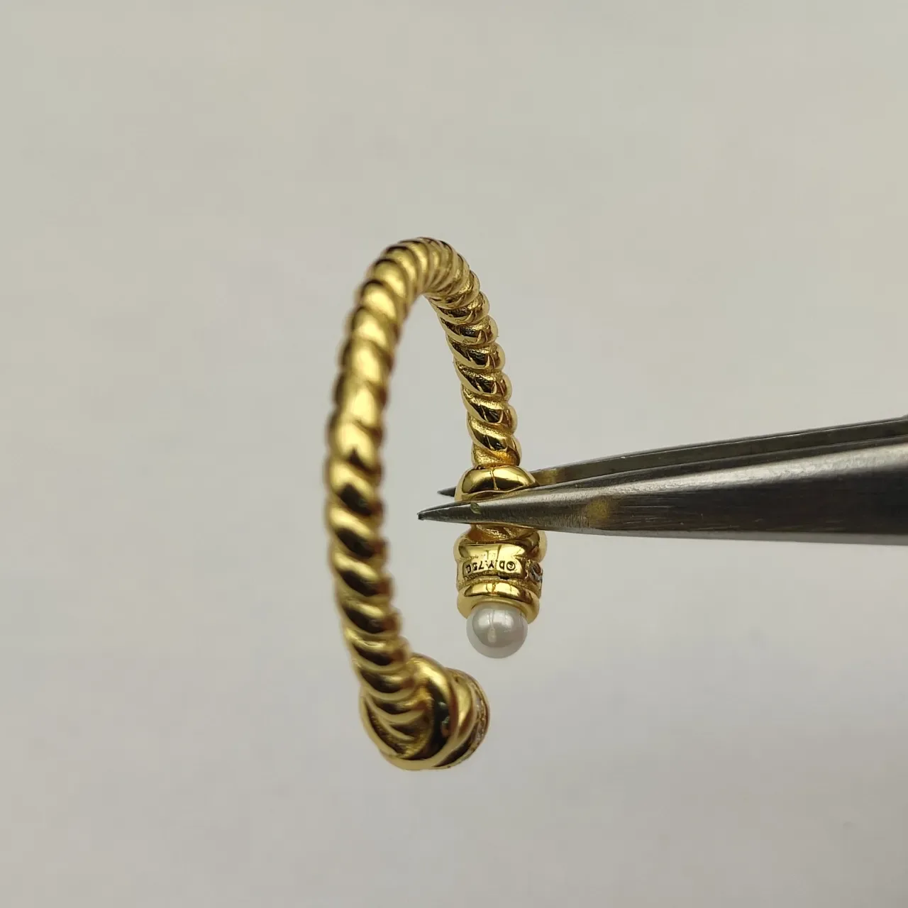David Yurman Cable Collectibles Anillo de Oro Blanco con Perlas en Diseño Trenzado 9