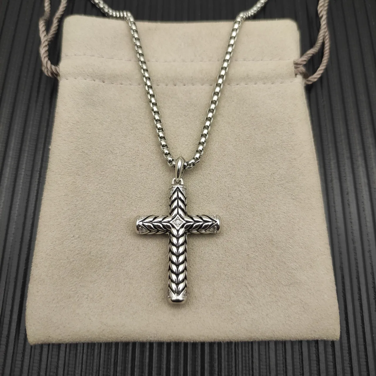 David Yurman Cable Collection Braided Cross Pendant Necklace 2