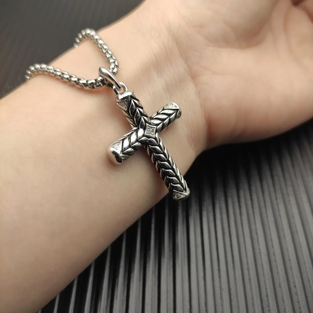 David Yurman Cable Collection Braided Cross Pendant Necklace 4