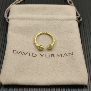 David Yurman Cable Collection Gold Green Twisted Band Open Ring