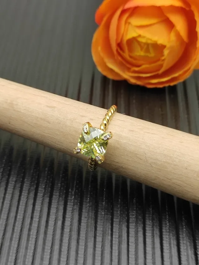 David Yurman Cable Collection Gold Yellow Twisted Rope Band Cushion-Cut Central Stone Ring 8
