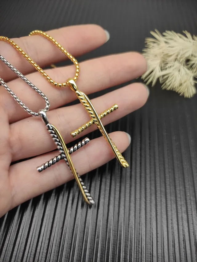 David Yurman Cable Collection Twisted Rope Cross Necklace 8