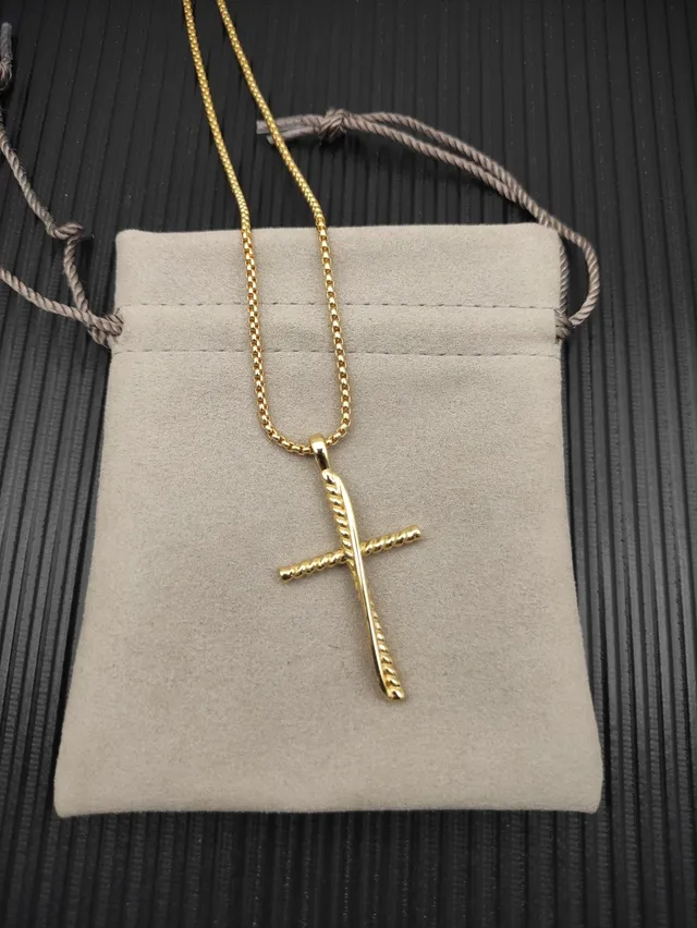 David Yurman Cable Collection Twisted Rope Cross Necklace 9