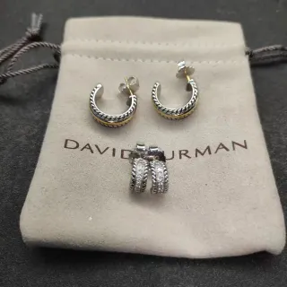 David Yurman Cable Collection Twisted Two-Tone Hoop Earrings