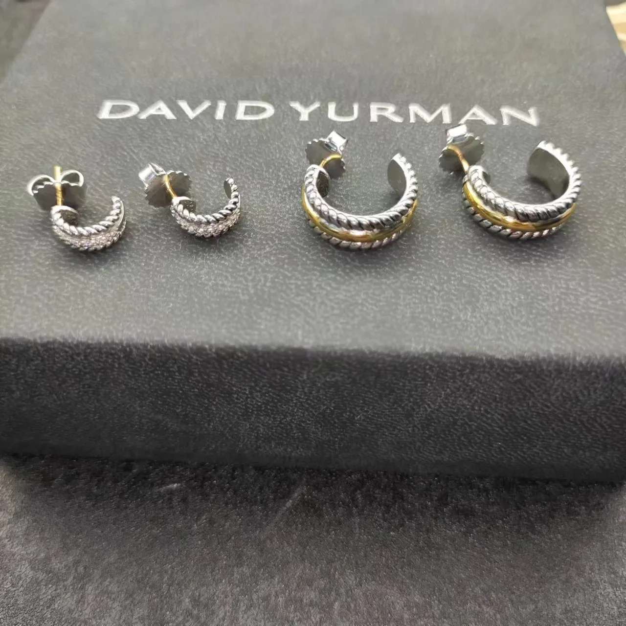 David Yurman Cable Collection Twisted Two-Tone Hoop Earrings 8