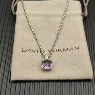 David Yurman Collier Pendentif Gemme Violet Taille Cushion