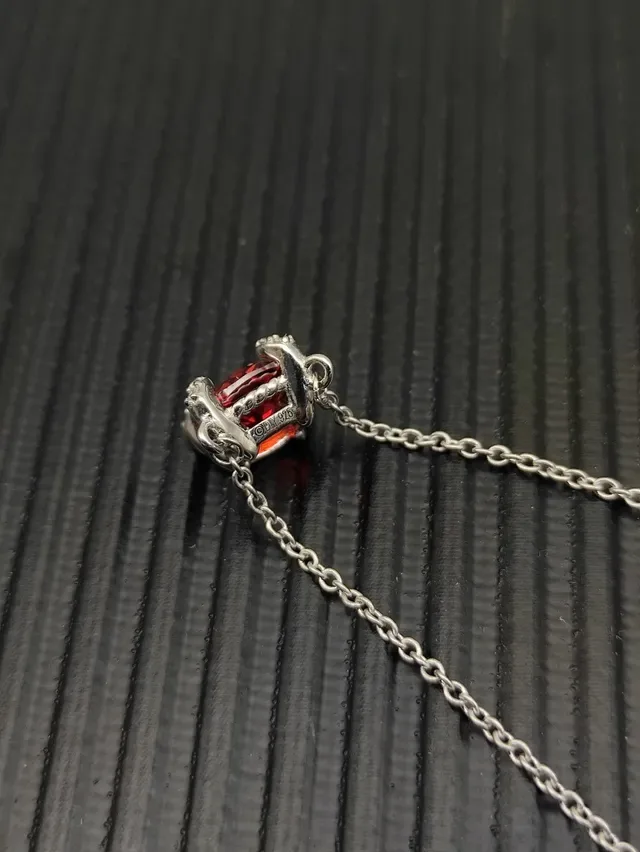 David Yurman Cushion-Cut Red Gemstone Pendant Necklace 4