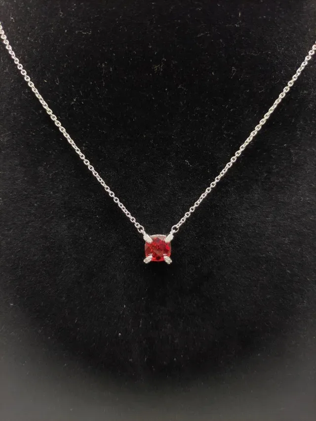 David Yurman Cushion-Cut Red Gemstone Pendant Necklace 6