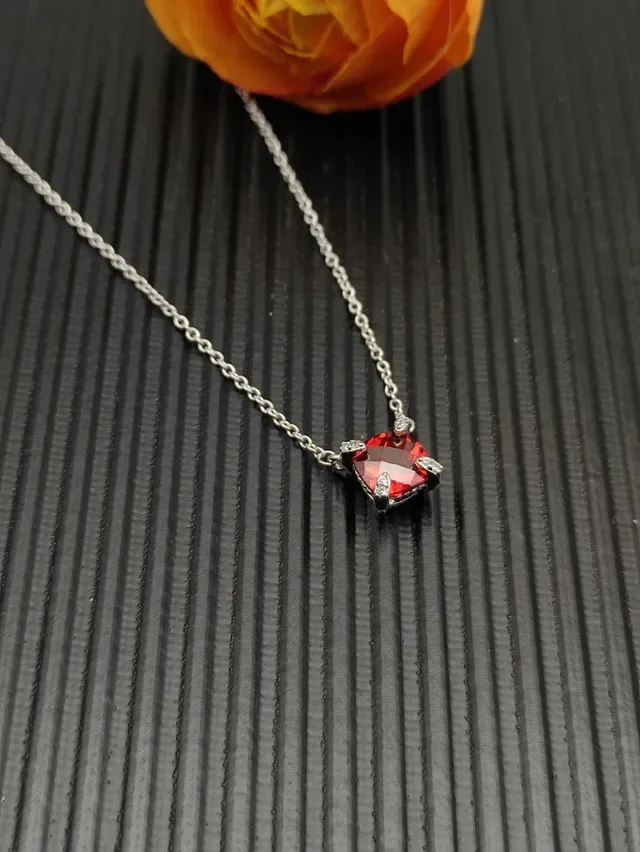 David Yurman Cushion-Cut Red Gemstone Pendant Necklace 7