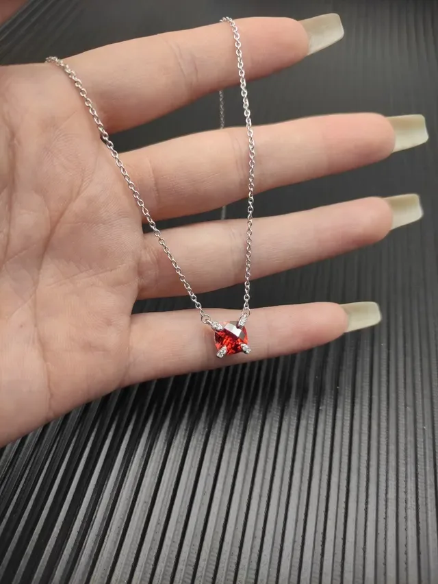 David Yurman Cushion-Cut Red Gemstone Pendant Necklace 8