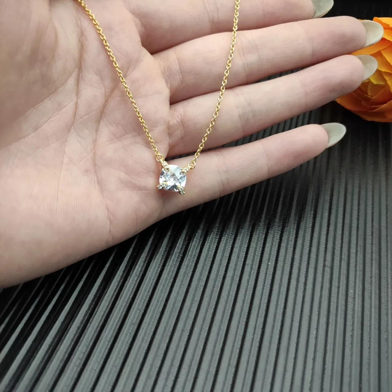 David Yurman Gold Beige Chain Cushion-Cut Central Stone Necklace 7