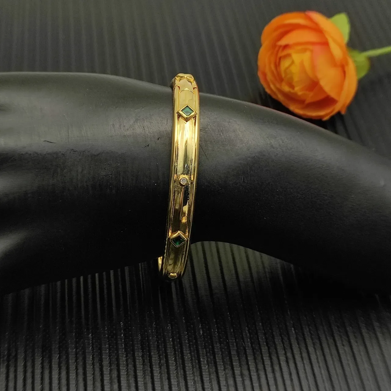 David Yurman Gold Openwork Gem-Set Hinged Bangle Bracelet 3