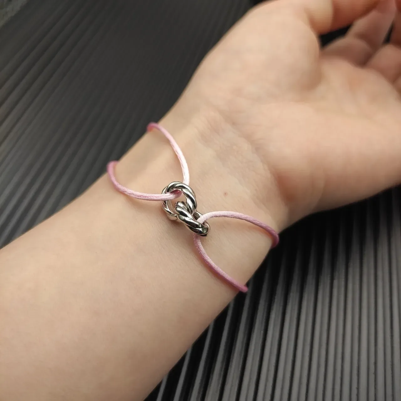 David Yurman Interlocking Knot Pink Cord Bracelet 9