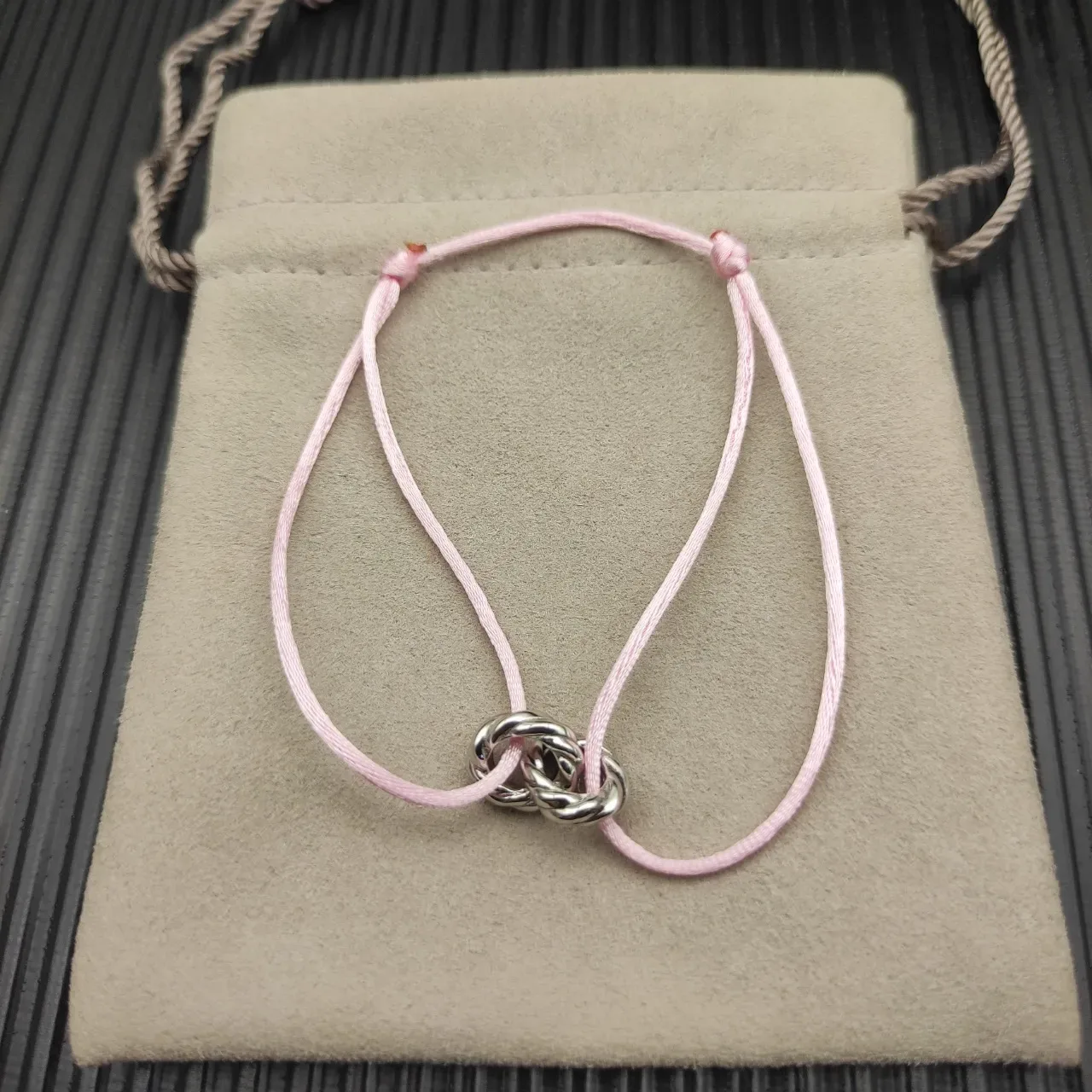 David Yurman Interlocking Knot Pink Cord Bracelet 10