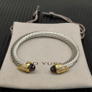 David Yurman Pulsera de Cable Trenzado Doble Tono de Metal