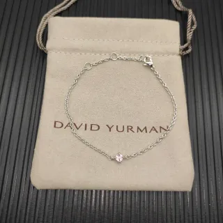 David Yurman سوار سلسلة رفيعة فضية وردية حجر كريم مفرد