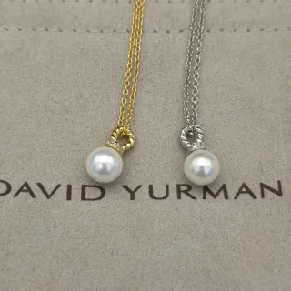 David Yurman قلادات اللؤلؤ المتدلية مع السلك الملتوي