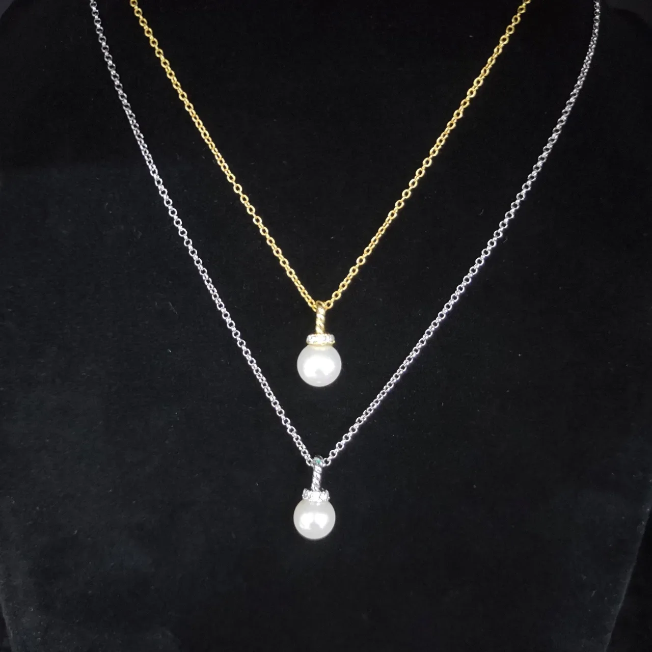 David Yurman Twisted Rope Pearl Drop Necklaces 2