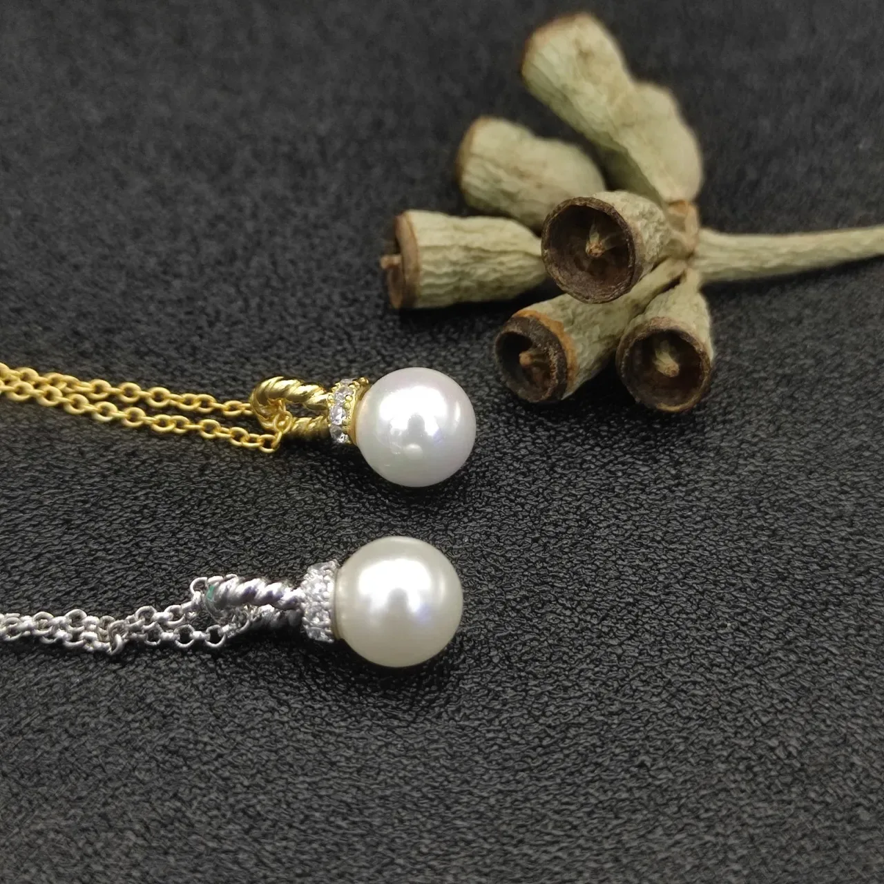 David Yurman Twisted Rope Pearl Drop Necklaces 3