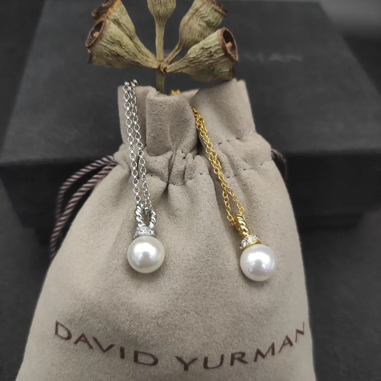 David Yurman Twisted Rope Pearl Drop Necklaces 8