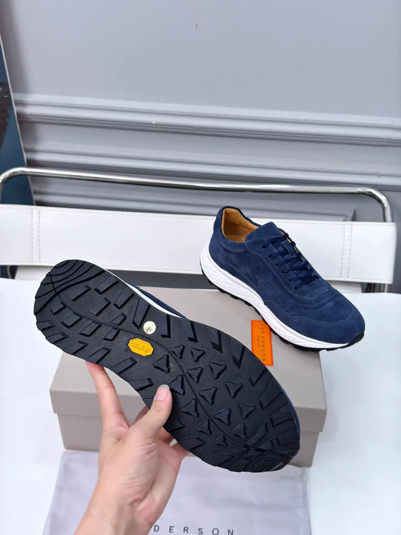 Derson Navy White Suede Upper Thick Midsole Lifestyle Sneakers 2