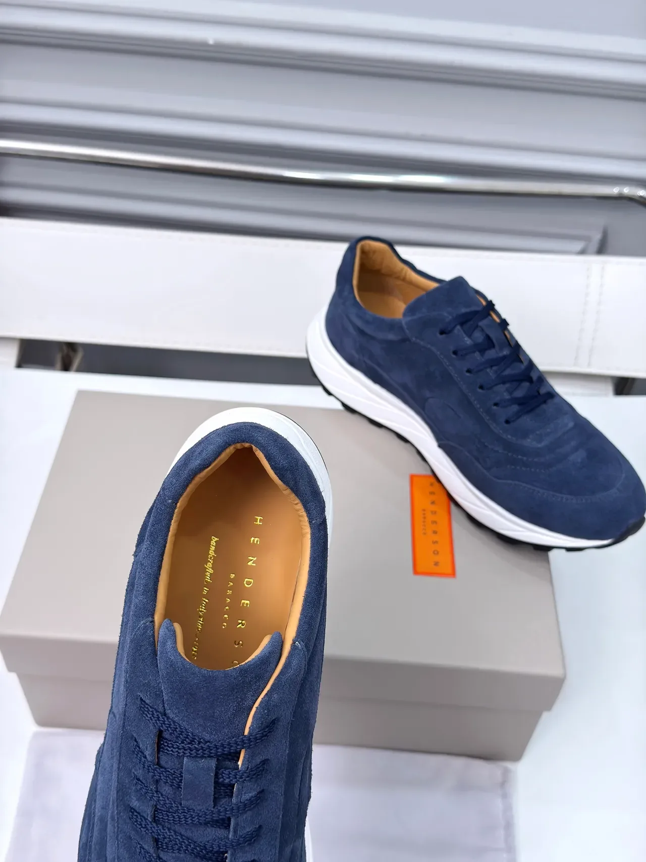 Derson Navy White Suede Upper Thick Midsole Lifestyle Sneakers 3
