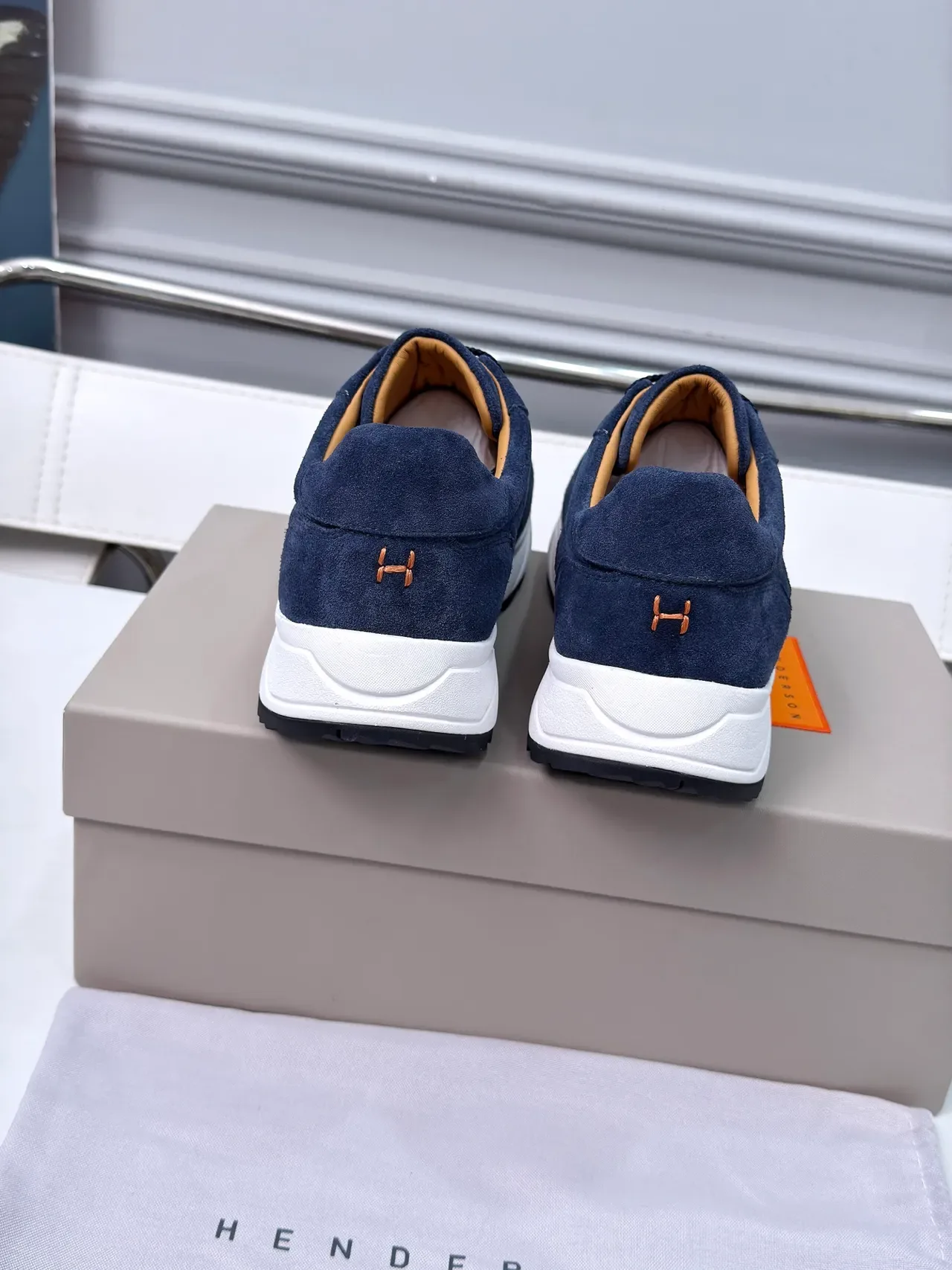 Derson Navy White Suede Upper Thick Midsole Lifestyle Sneakers 5