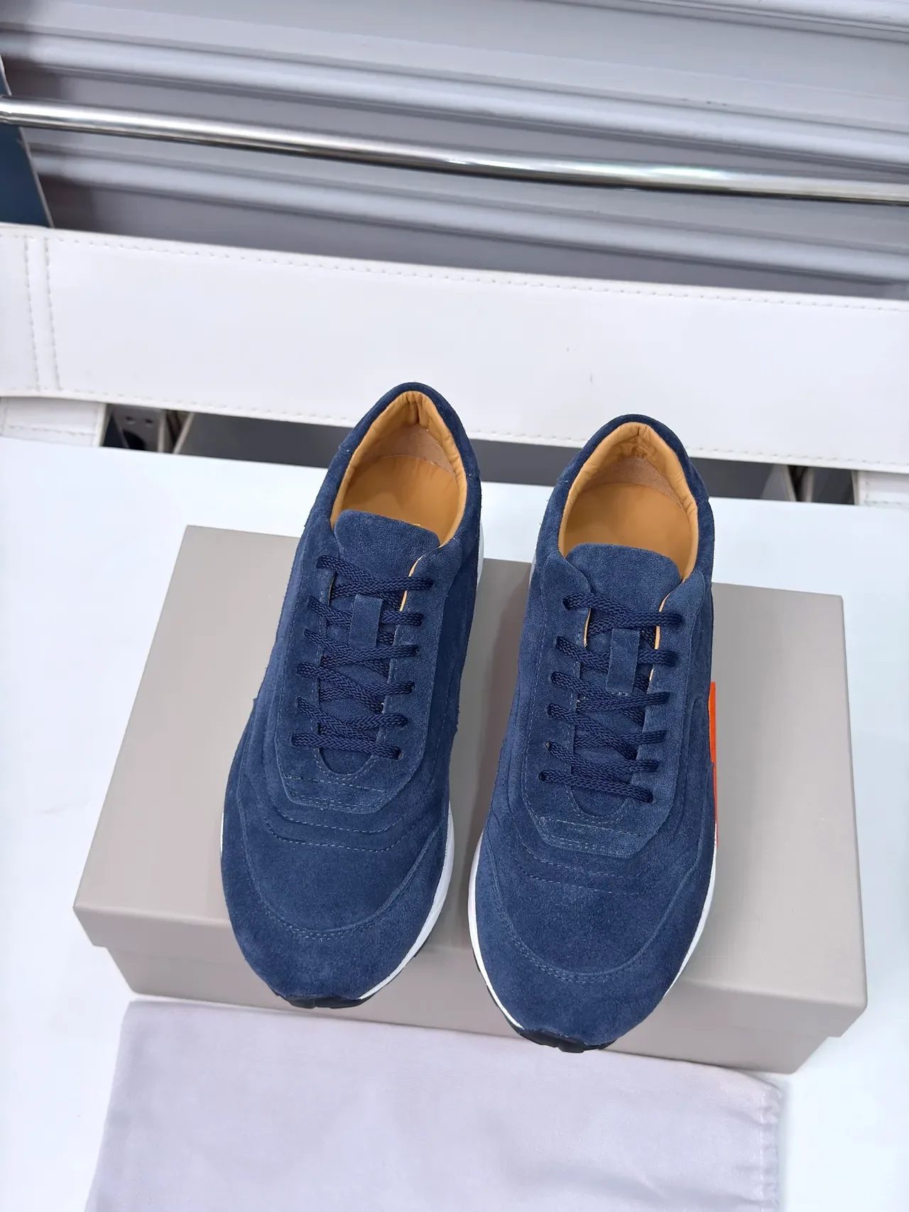 Derson Navy White Suede Upper Thick Midsole Lifestyle Sneakers 6