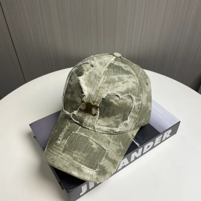 Distressed Acid-Wash Olive Green Denim Baseball Cap 2