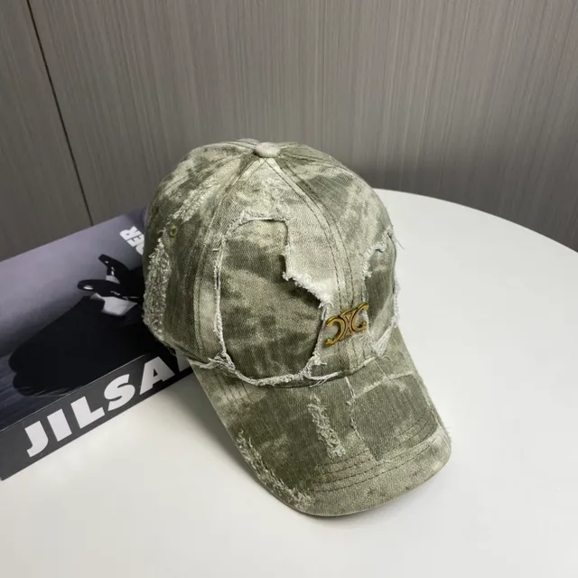Distressed Acid-Wash Olive Green Denim Baseball Cap 4