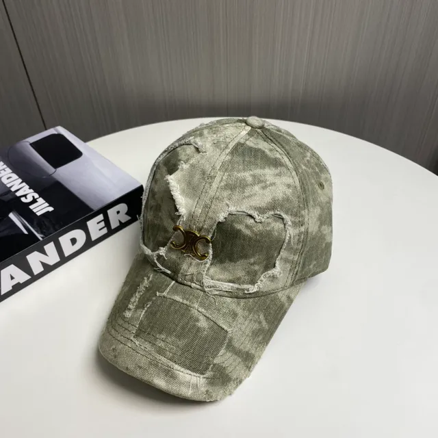 Distressed Acid-Wash Olive Green Denim Baseball Cap 5