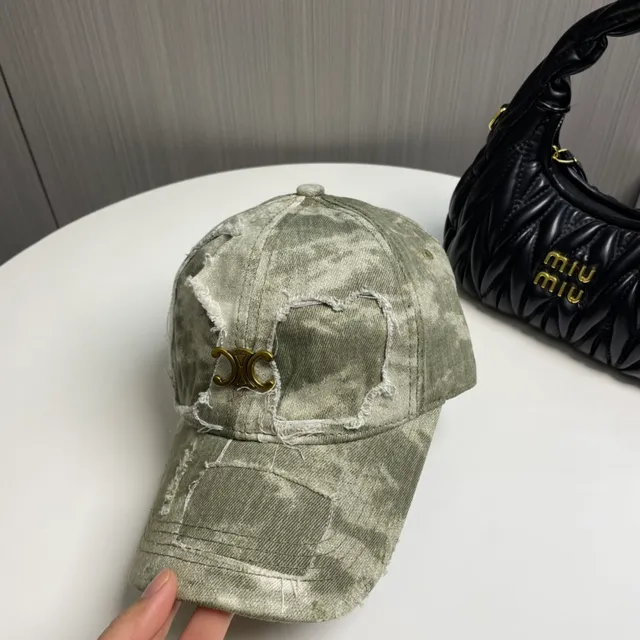 Distressed Acid-Wash Olive Green Denim Baseball Cap 9