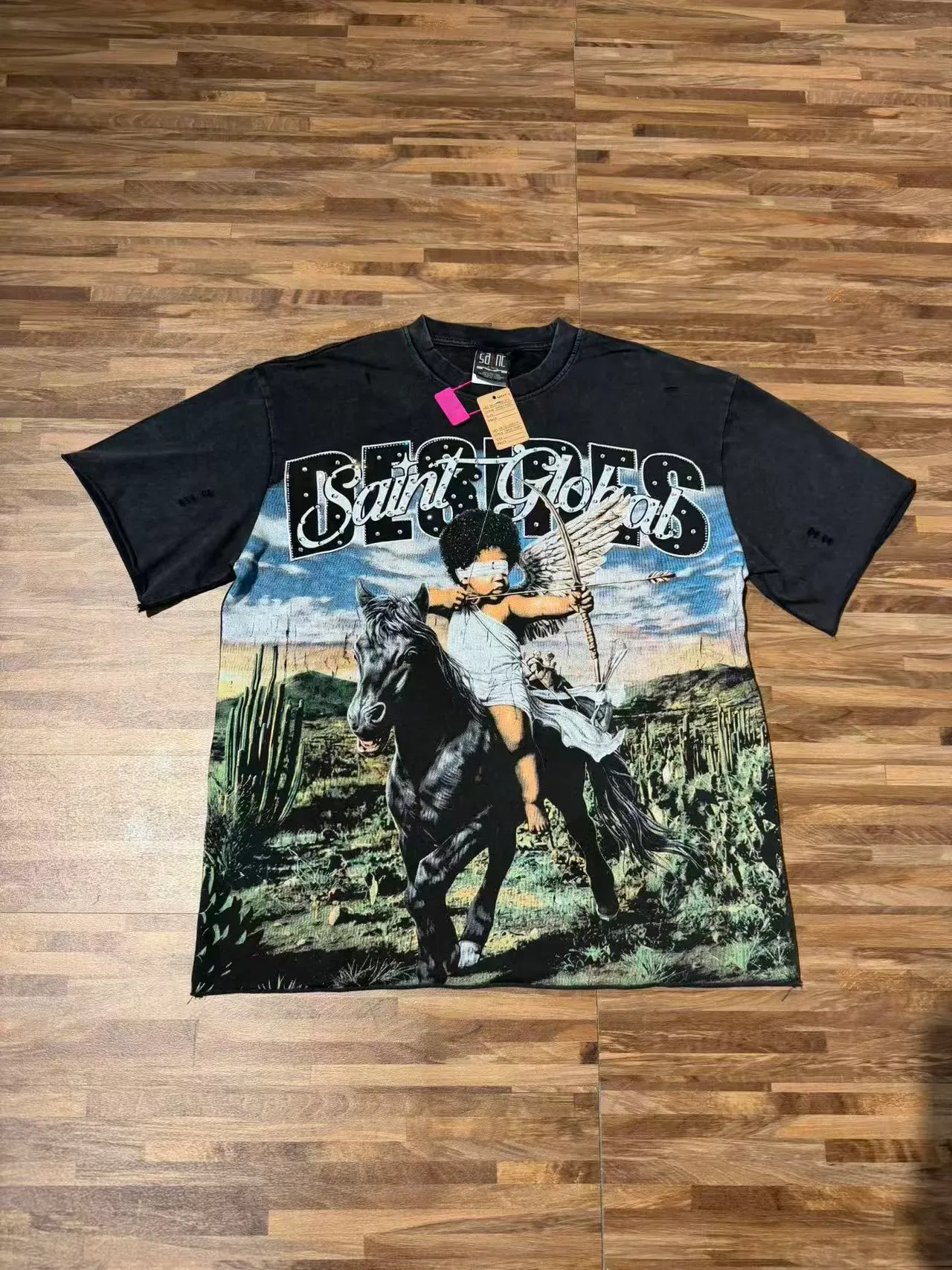 Distressed Black Oversized Graphic Print T-Shirt 3