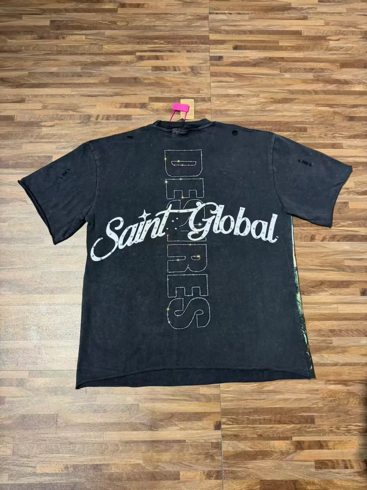 Distressed Black Oversized Graphic Print T-Shirt 4
